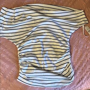 Striped One Shoulder Sleeveless Top